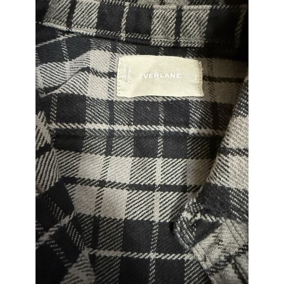 EVERLANE Men’s Black & Gray Cotton Plaid Button Up Shirt Long Sleeve Size Small - Picture 8 of 10